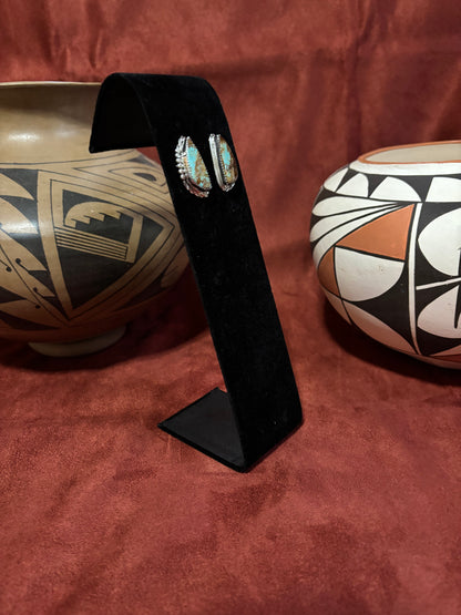 Handmade Sterling Silver and Turquoise Earrings by Delores Cadman