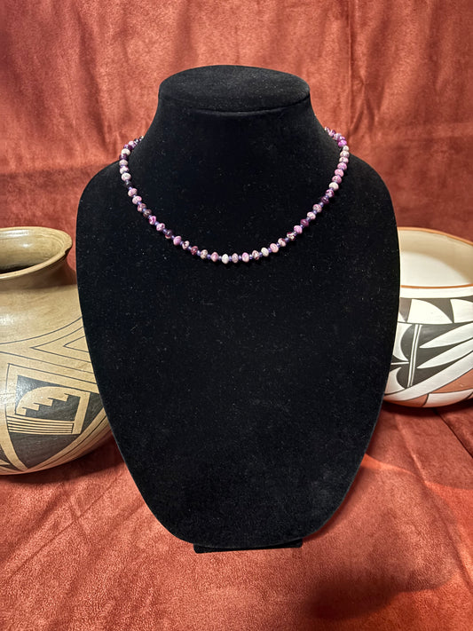 16” Sugilite Rondelle Necklace with Faceted Amethyst Accents