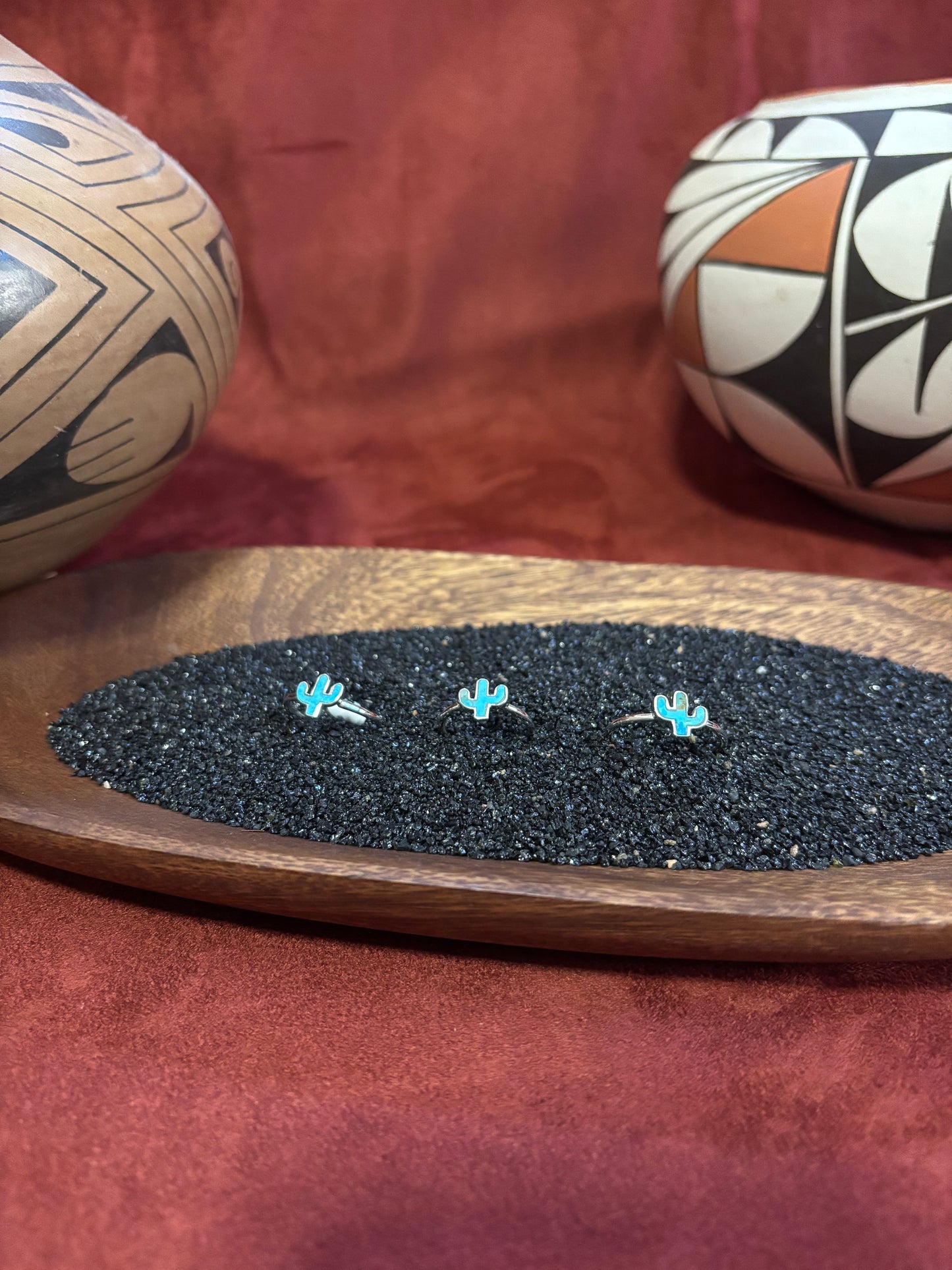 Small Cactus Stacker Rings, Turquoise