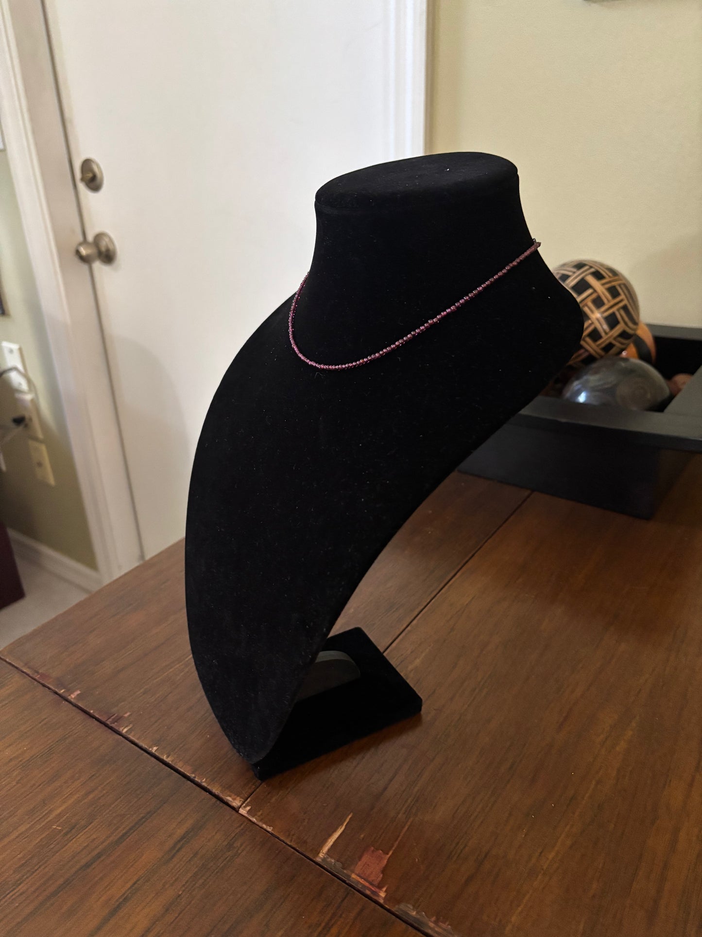13” Red Garnet Choker Necklace – 2 mm Natural Gemstone Beads