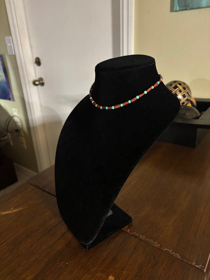 13” Pipestone Jasper & Lone Mountain Turquoise Necklace