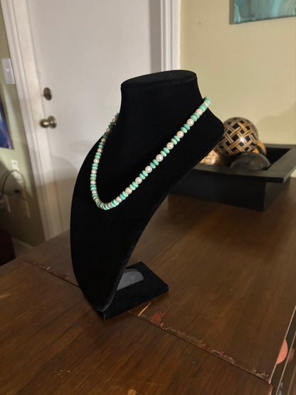 20” Sage Green Kingman Turquoise & Freshwater Pearl Necklace