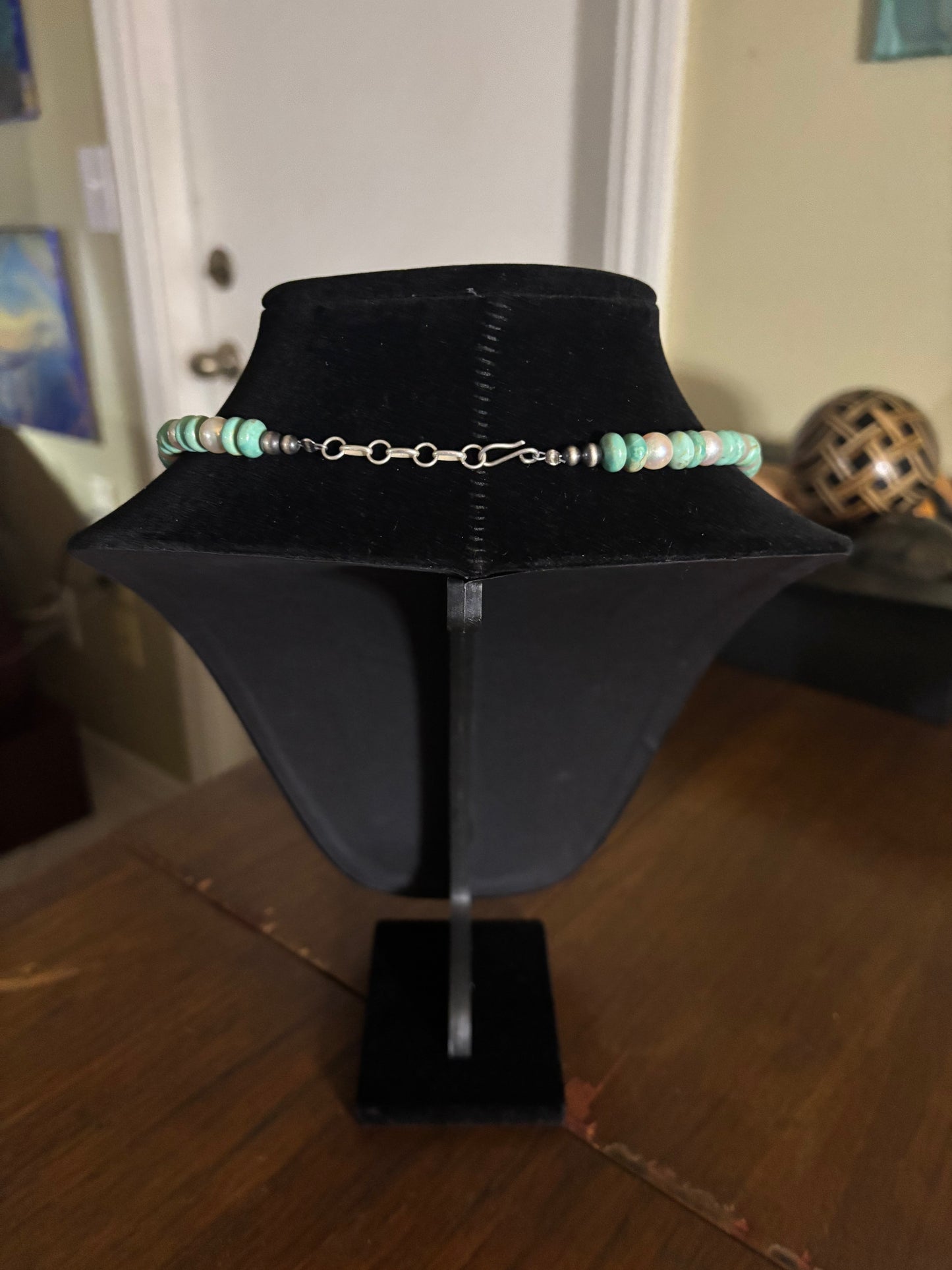 20” Sage Green Kingman Turquoise & Freshwater Pearl Necklace