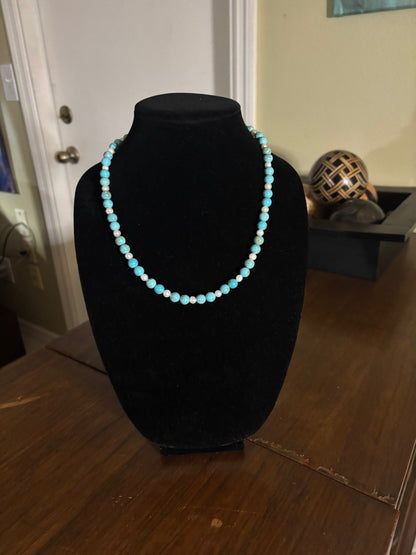 22.5” Lone Mountain Turquoise & Freshwater Pearl Necklace