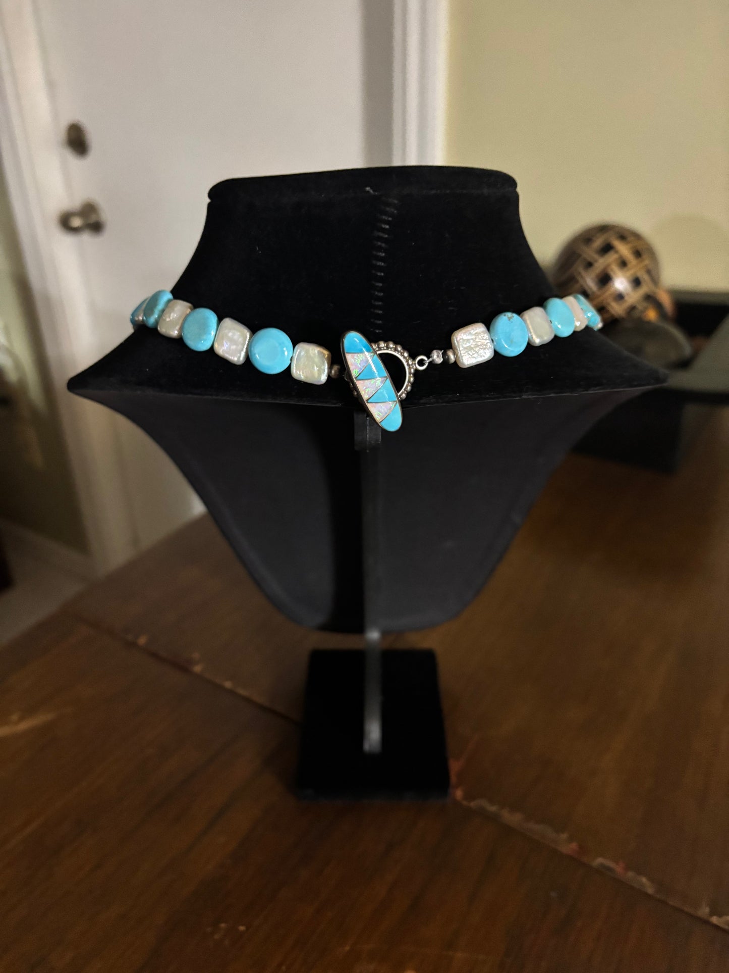 22.5” Lone Mountain Turquoise & Freshwater Pearl Necklace