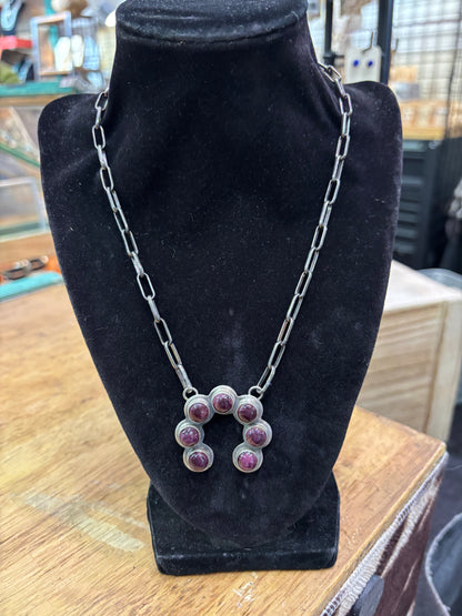 Purple Spiny Oyster Necklace – 18” with Hand-Forged Chain