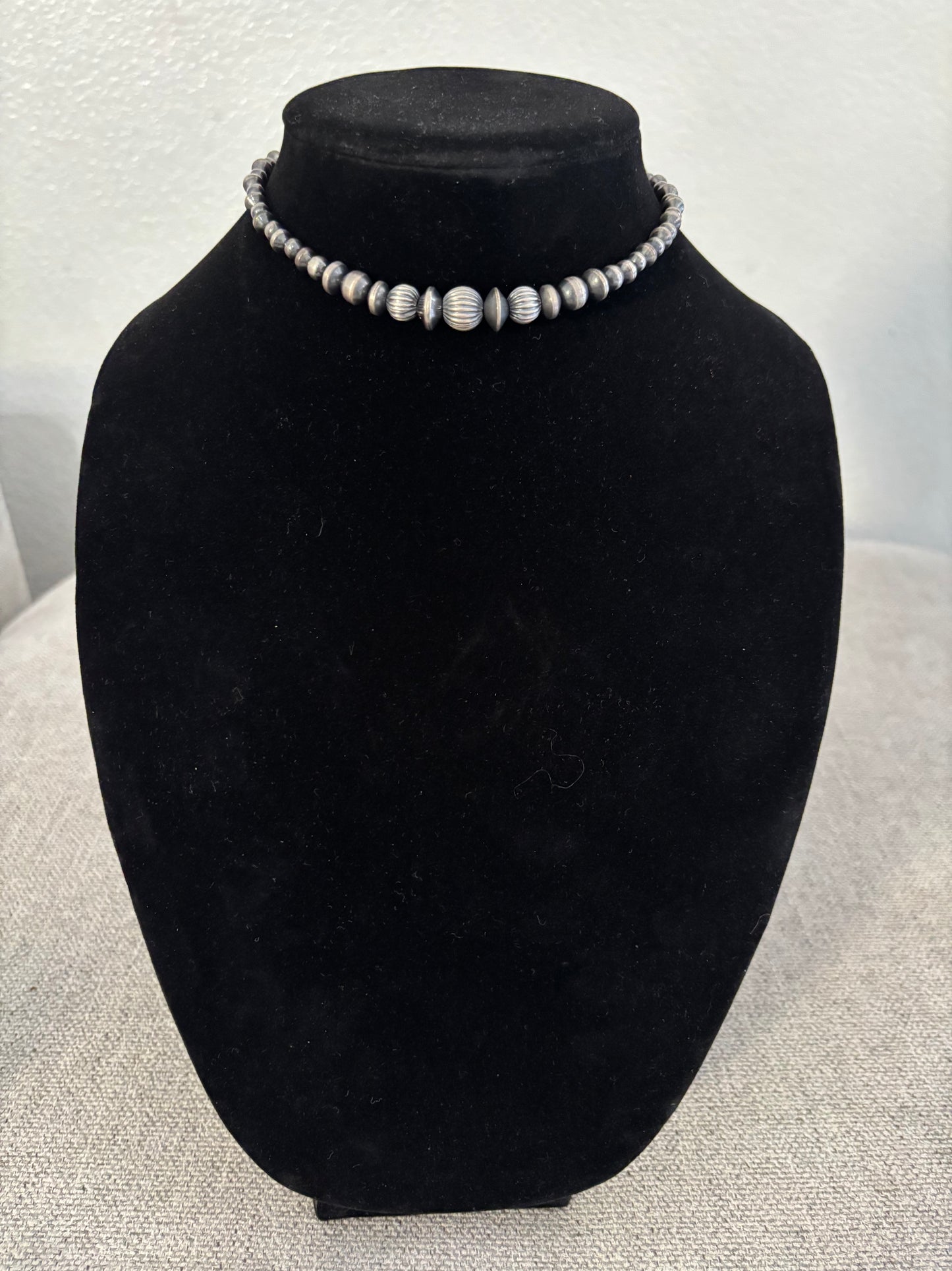 13” Graduated Mustang Silver Bead Choker