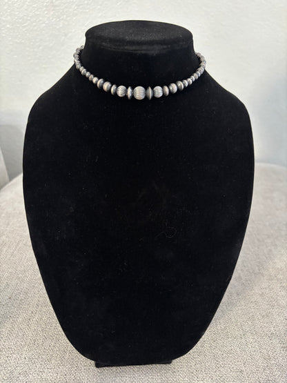 13” Graduated Mustang Silver Bead Choker