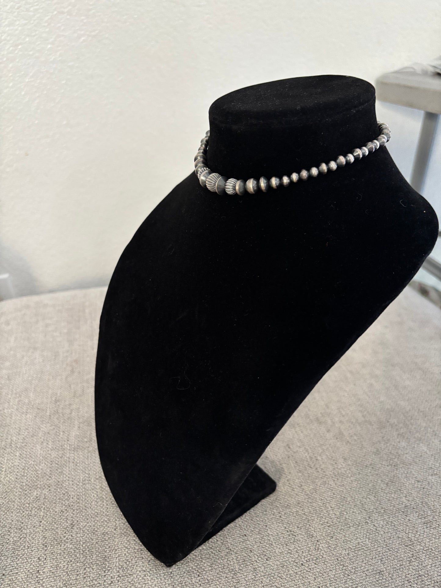 13” Graduated Mustang Silver Bead Choker