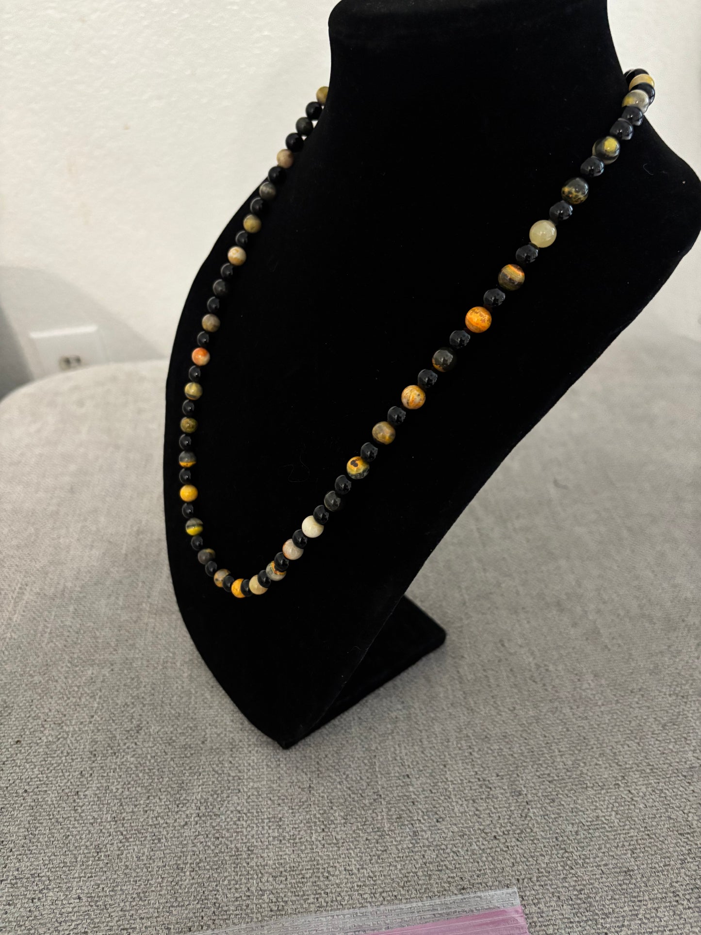 18” Bumblebee Jasper & Black Onyx Necklace