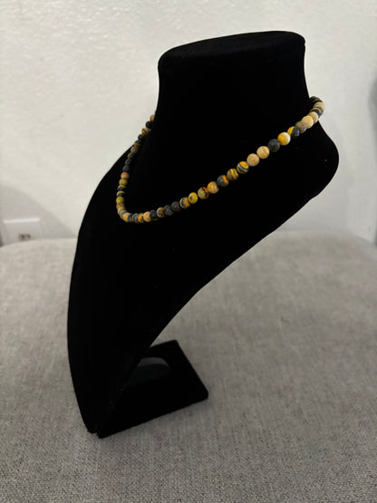 18” Bumblebee Jasper Necklace with Sterling Silver Pearl Ends