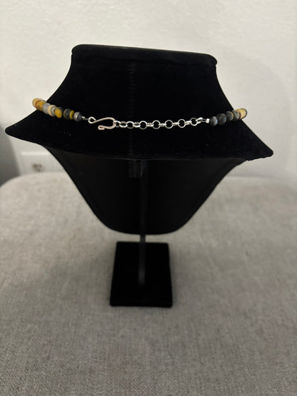 18” Bumblebee Jasper Necklace with Sterling Silver Pearl Ends