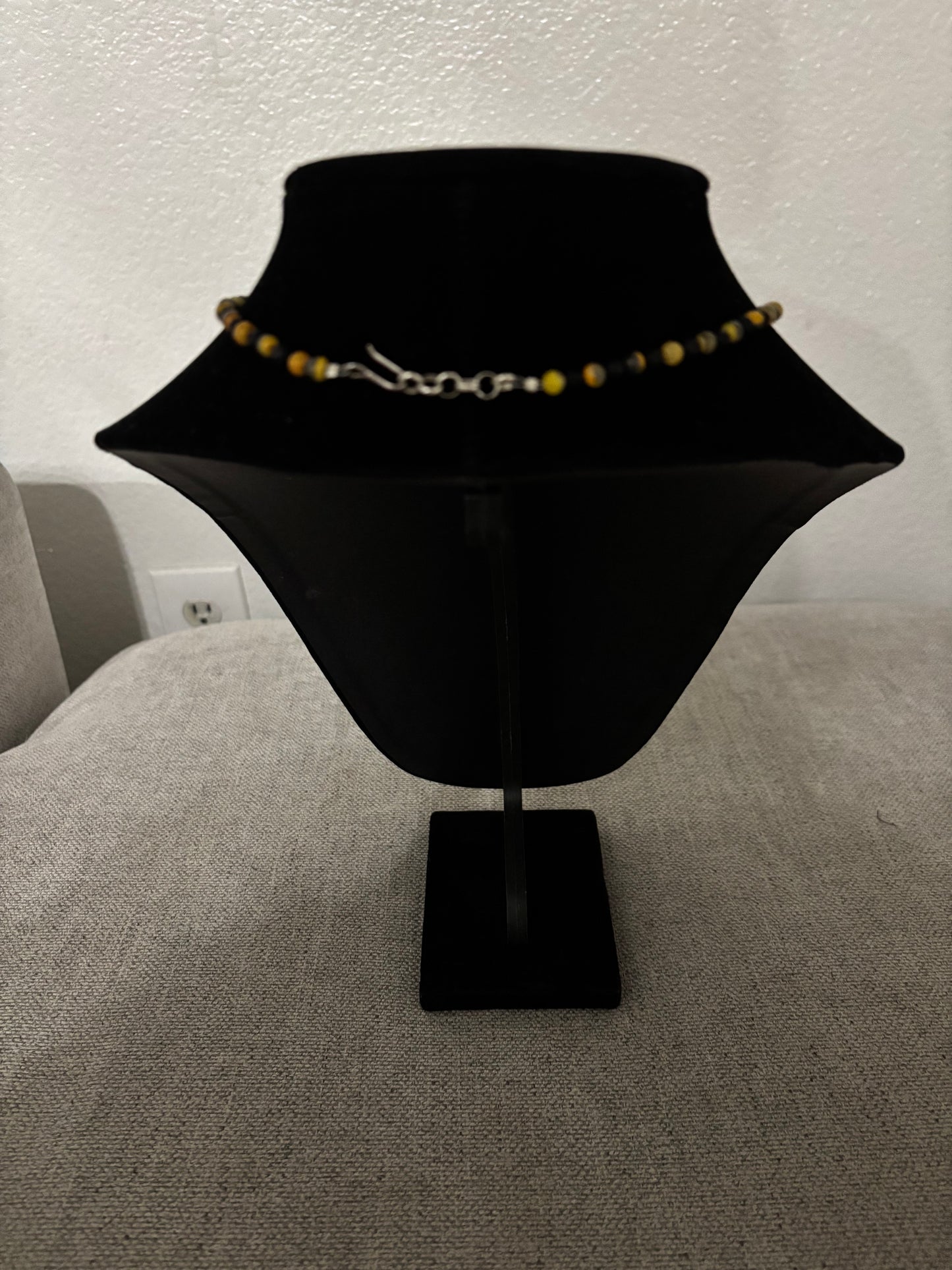 13” Bumblebee Jasper & Black Onyx Choker – 5mm & 4mm Beads