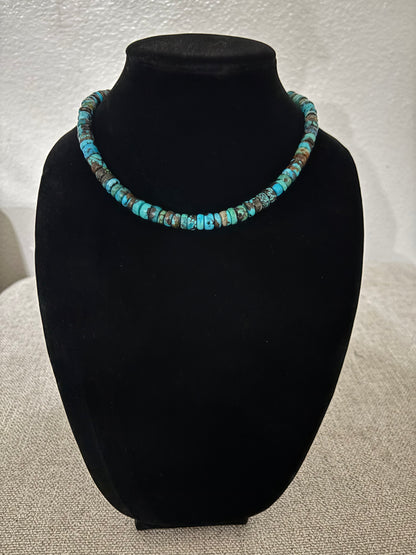 16” Blue Cloud Mountain Turquoise 8mm Rondelle Necklace