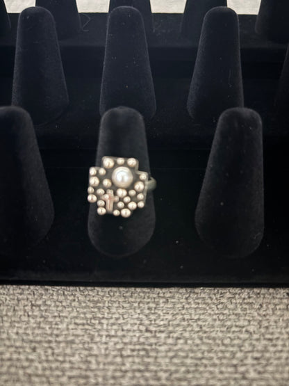 Raymond Coriz Sterling Silver Raindrop & Cross Ring (Size 6.5)