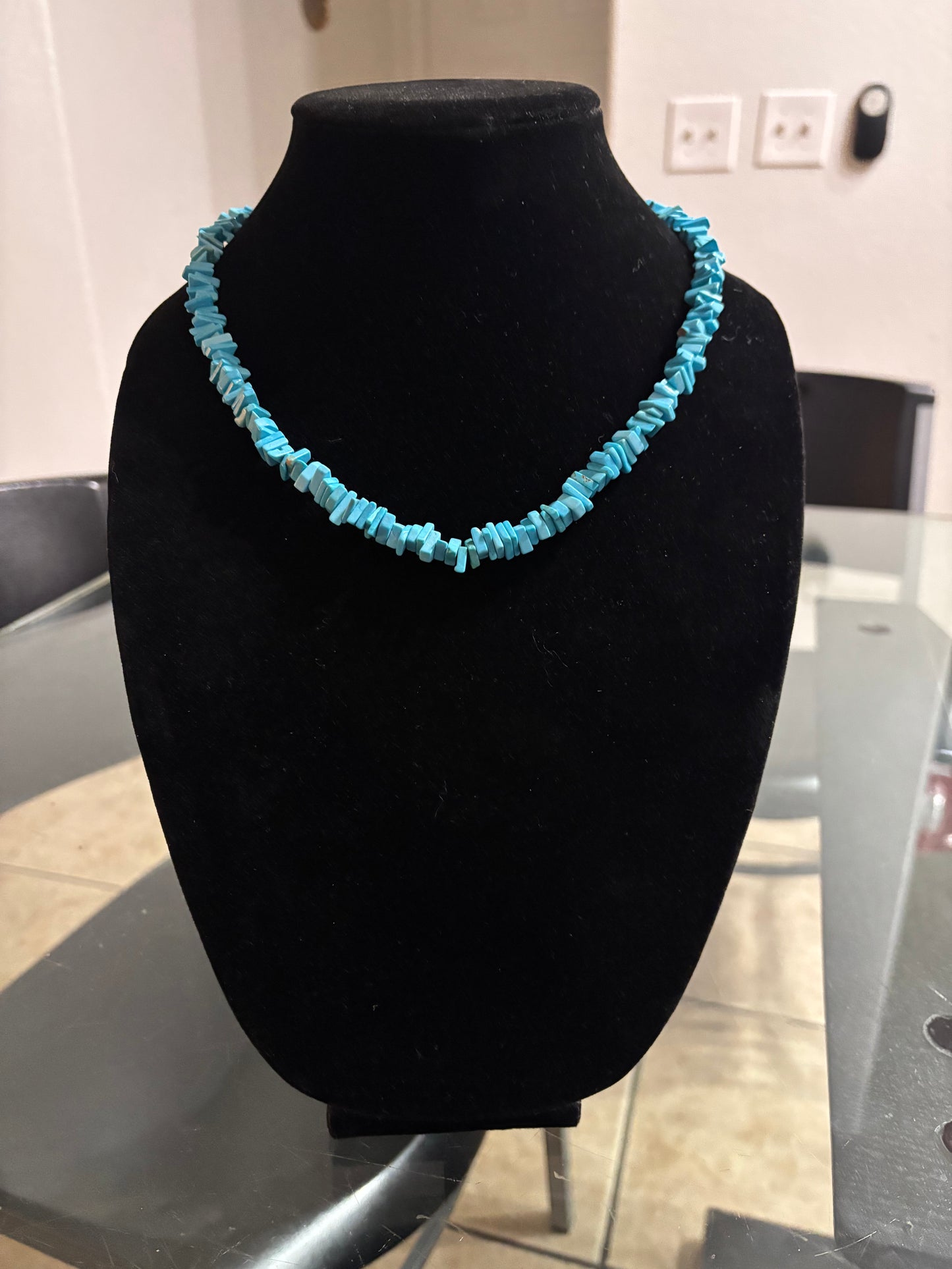 18” Kingman Turquoise Heishi Necklace with Pearl Ends
