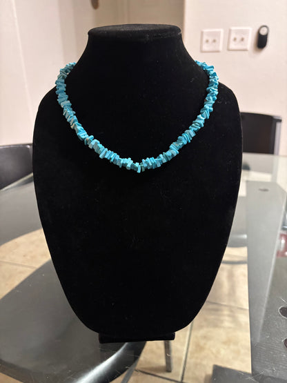 18” Kingman Turquoise Heishi Necklace with Pearl Ends
