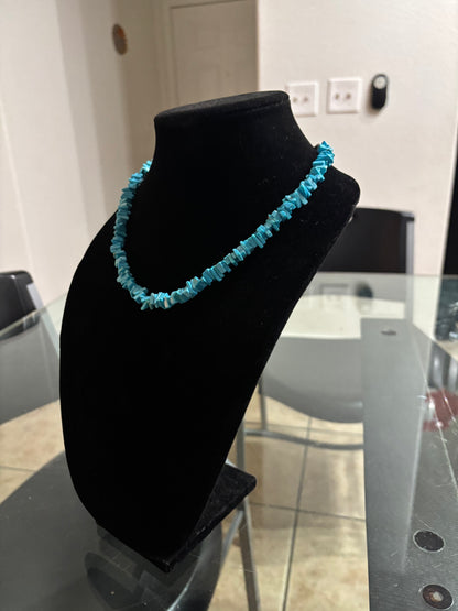 18” Kingman Turquoise Heishi Necklace with Pearl Ends