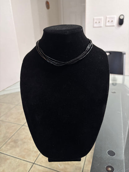 16” Southwest Jet Heishi Necklace – 5 Strand