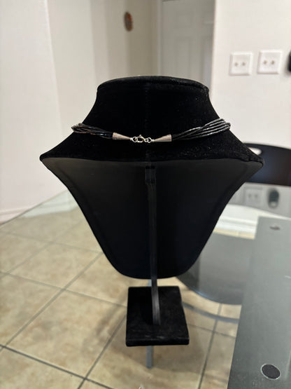16” Southwest Jet Heishi Necklace – 5 Strand