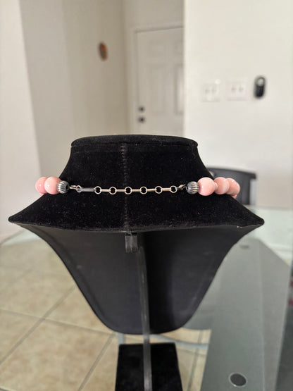 17” Pink Conch & Heishi Beaded Necklace