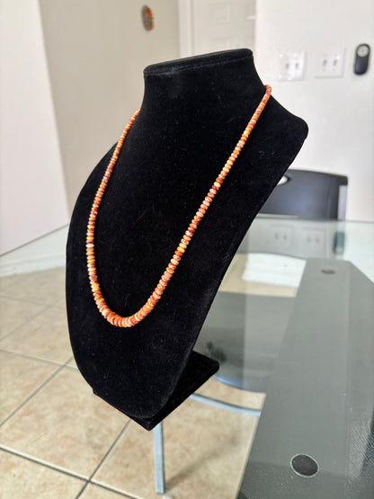 22” Yellow Spiny Oyster Graduated Rondelle Necklace