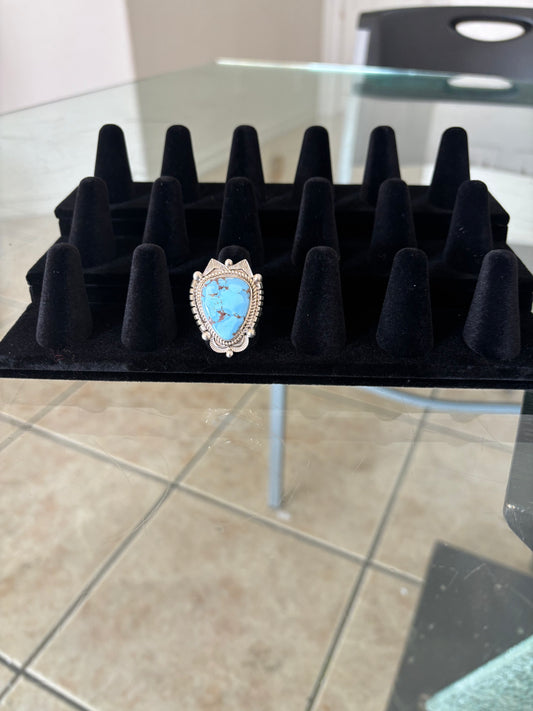 Golden Hills Turquoise Adjustable Ring by Glen Washington