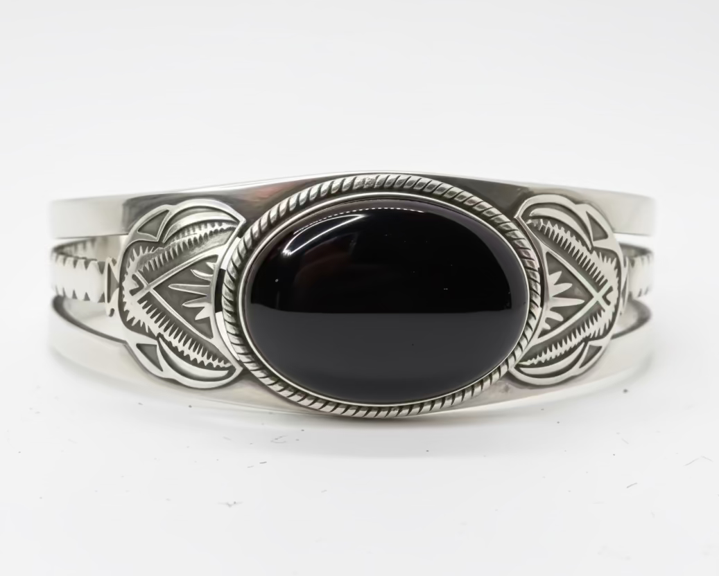 The Veronica Cuff Bracelet in Black Onyx by Turquoise Mustang