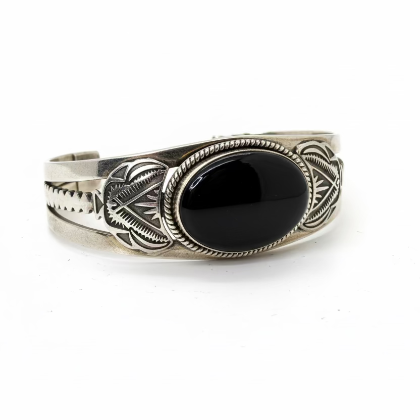 The Veronica Cuff Bracelet in Black Onyx by Turquoise Mustang