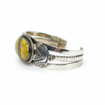 The Veronica Cuff Bracelet in Bumblebee Jasper by Turquoise Mustang