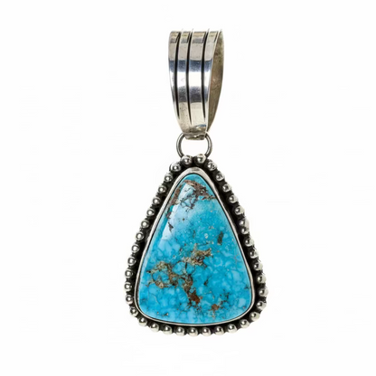 Turquoise Triangle Pendant with Raindrop Bezel by Lynn Yazzie, Navajo