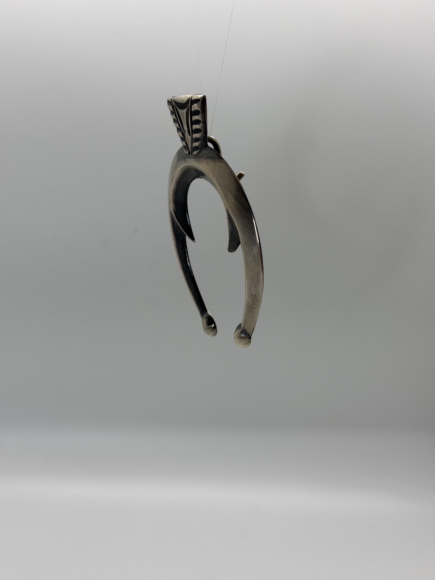 All-Sterling Silver Naja Pendant by Harrison Bitsue, Navajo