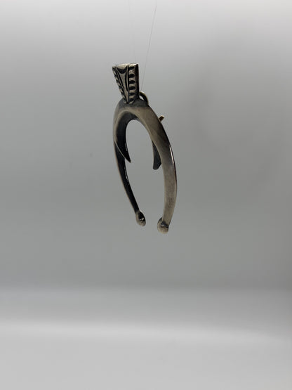 All-Sterling Silver Naja Pendant by Harrison Bitsue, Navajo