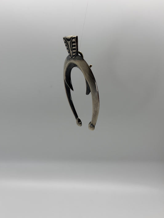 All-Sterling Silver Naja Pendant by Harrison Bitsue, Navajo