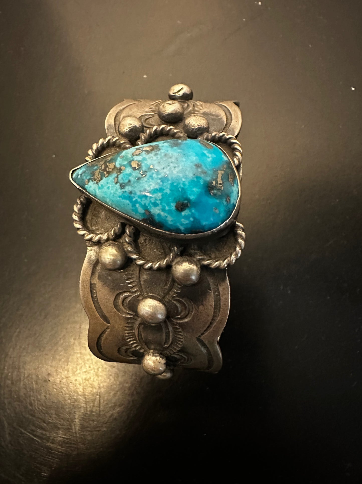 Teardrop Shaped Sonoran Gold Stone Cuff by Chimney Butte