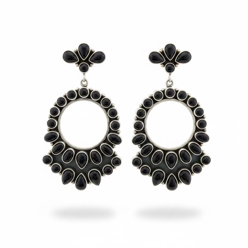 Onyx chandelier earrings