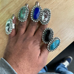 The Blazing Star Oval Ring crafted from White Buffalo, an exquisite Adjustable Ring designed by My Store.
