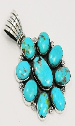 The Tiger Flower Pendant - Turquoise Mustang