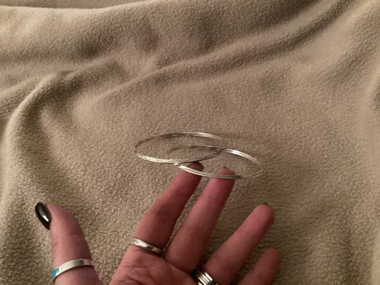 Bangle, Stamped Sterling Silver, L Tahe - Turquoise Mustang
