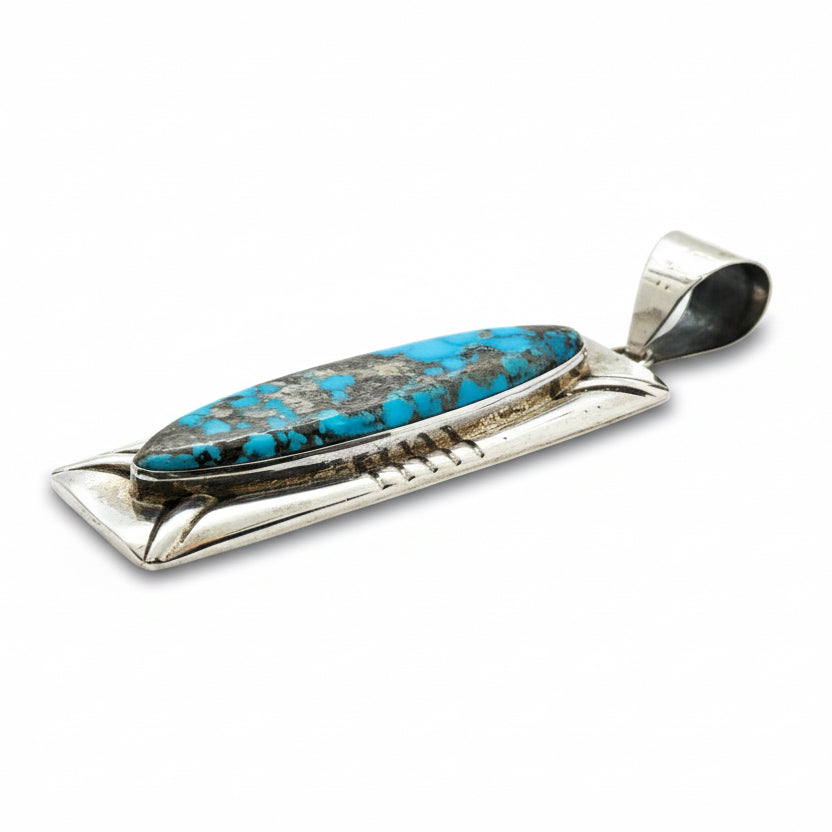 The Reno Pendant in Birdseye Kingman - Turquoise Mustang