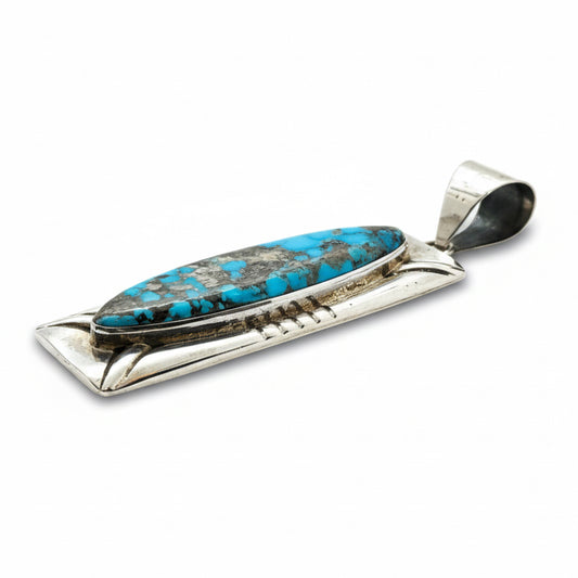 The Reno Pendant in Birdseye Kingman - Turquoise Mustang