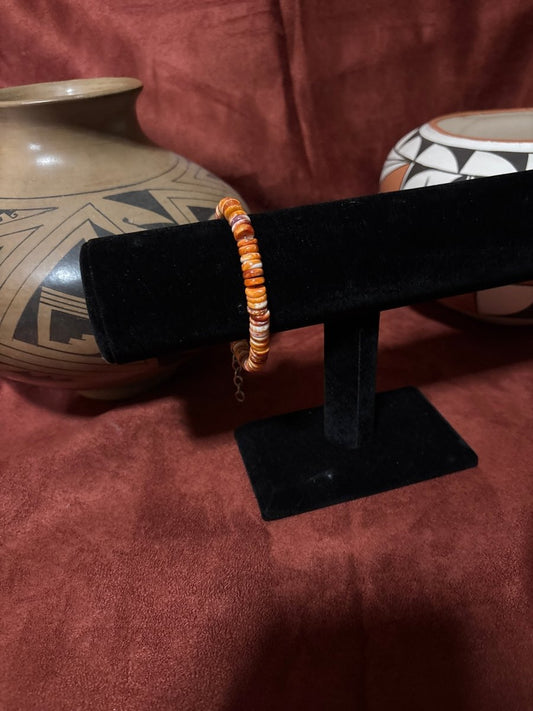 Bracelet, Orange Spiny Oyster by Turquoise Mustang – 8mm Heishi Beads - Turquoise Mustang
