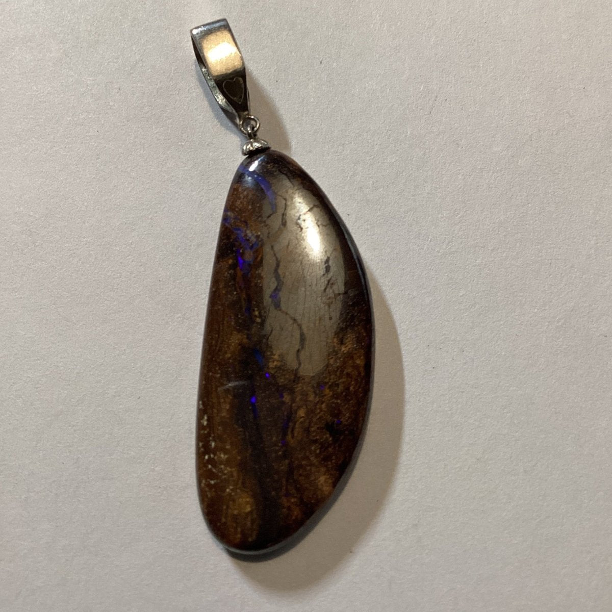 Pendant, Freeform Australian Boulder Opal, Len Piotrowski - Turquoise Mustang