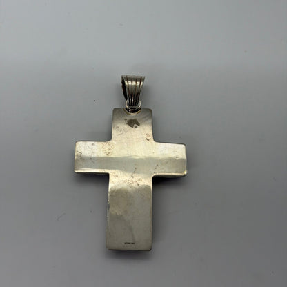 The Peony Cluster Cross Pendant in Black Onyx - Turquoise Mustang