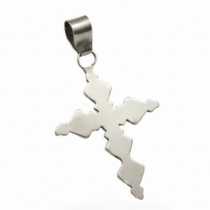 Sage Green Kingman Turquoise and Sterling Silver Cross Pendant, Native American - Turquoise Mustang