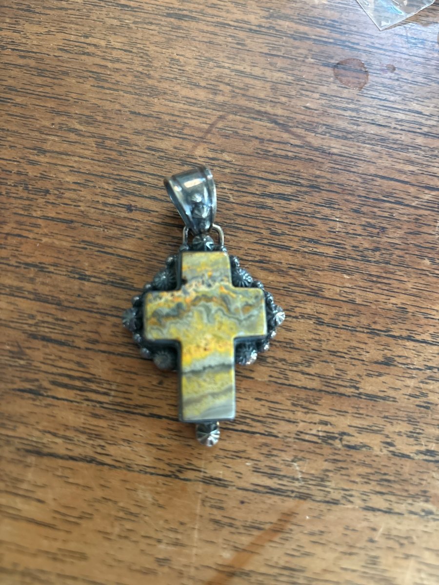The Star - Crossed Lily Pendant in Bumblebee Jasper - Turquoise Mustang