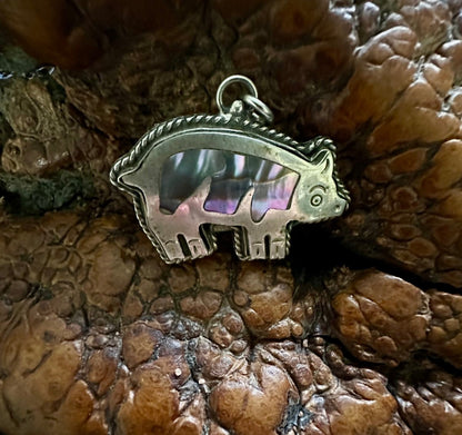 Inlaid Abalone Pig, Unknown - Turquoise Mustang