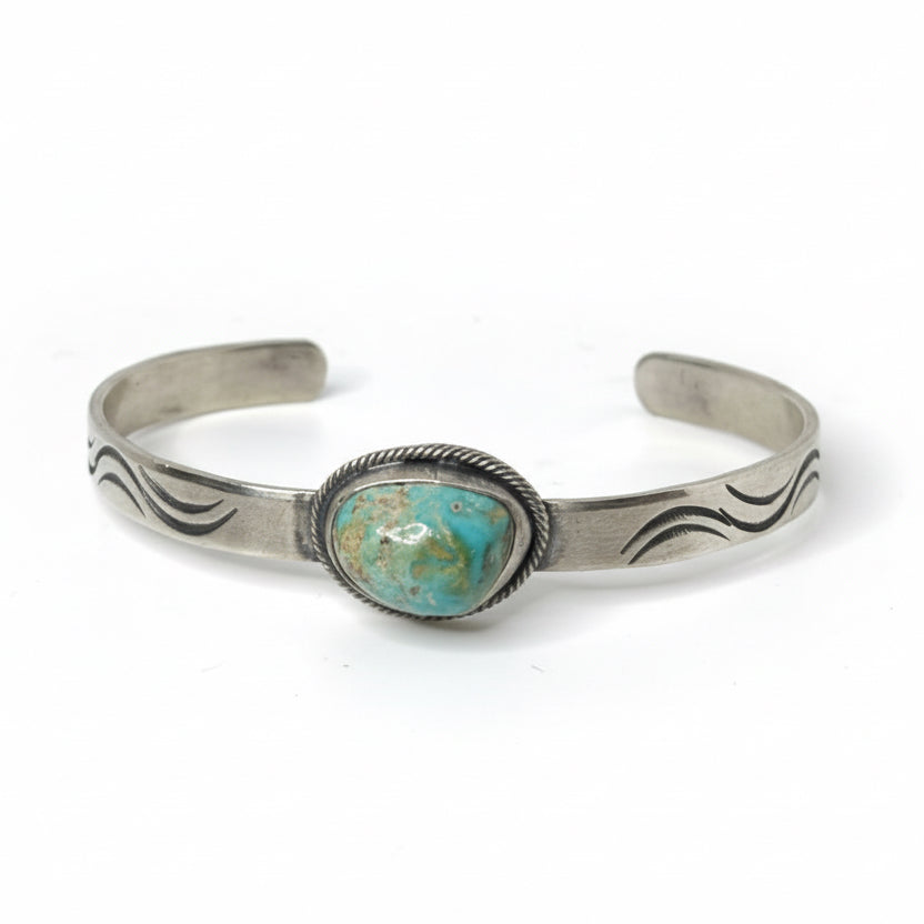 Pueblo Cuff, 8 Turquoise, Danny Henio - Turquoise Mustang