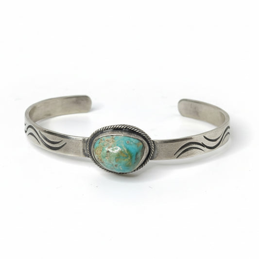 Pueblo Cuff, 8 Turquoise, Danny Henio - Turquoise Mustang