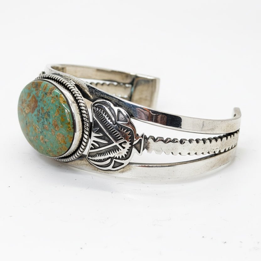 The Veronica Cuff Bracelet in Sage Green Kingman — by TM - Turquoise Mustang